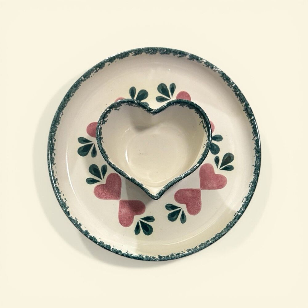 Vintage Chaparral Country Hearts Chip/Fruit And Dip Plate - Retired - 1980s